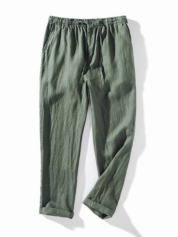 Men's 100% Linen Drawstring Pants