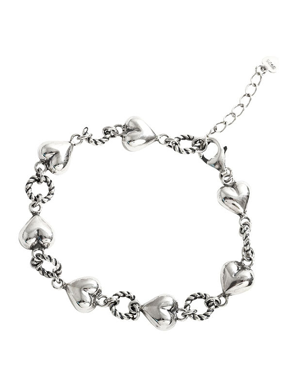 Bracelet à pompon en argent S925 avec motif d'amour