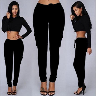 Pantalon de jogging cargo skinny en sergé de coton extensible et confortable