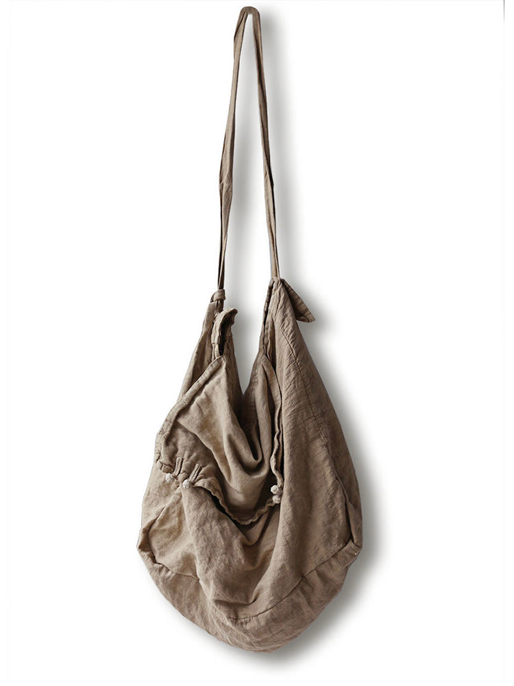 Cotton and Linen Shoulder Bag with Flap