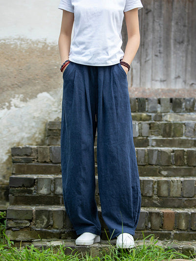 Pantalon ample décontracté en lin