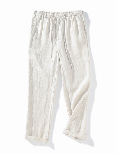 Men's 100% Linen Drawstring Pants