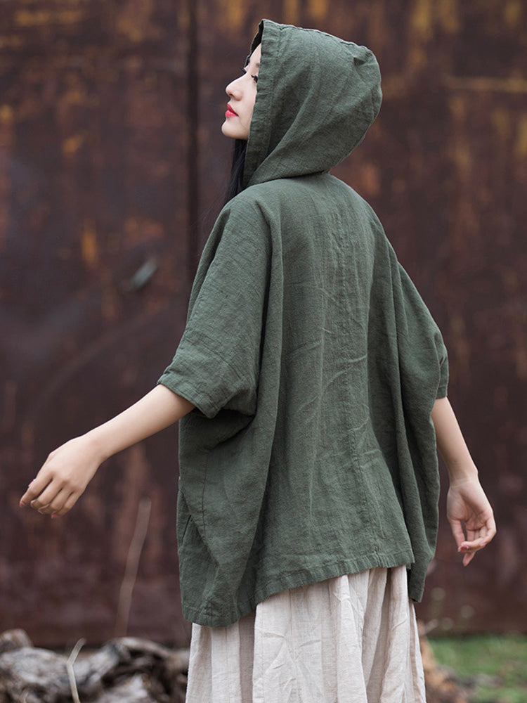 Oversized Cotton And Linen Hoodie