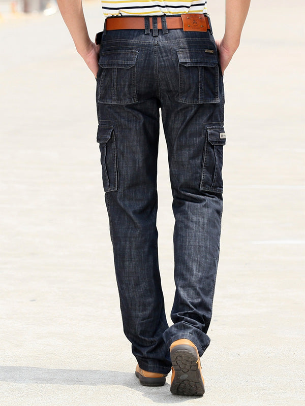 Jean cargo droit multi-poches pour homme