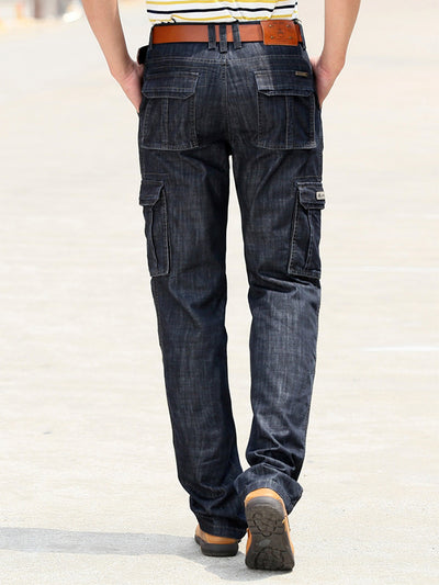 Jean cargo droit multi-poches pour homme