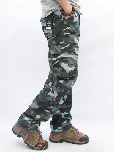 Pantalon militaire camouflage pour homme Pantalon cargo en coton à jambe droite