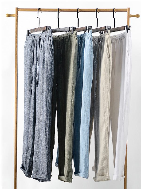 Men's 100% Linen Drawstring Pants