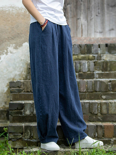 Pantalon ample décontracté en lin