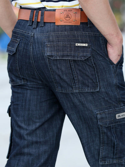 Jean cargo droit multi-poches pour homme