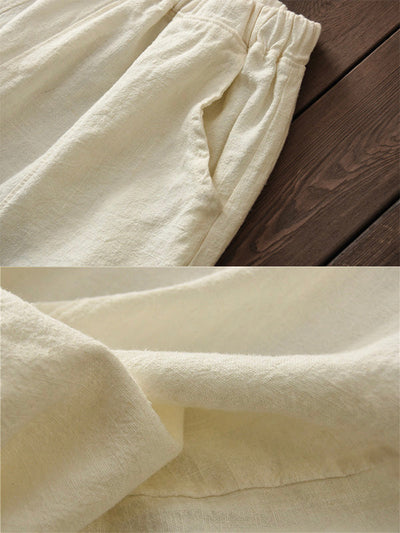 Bloomers décontractés en coton et lin 
