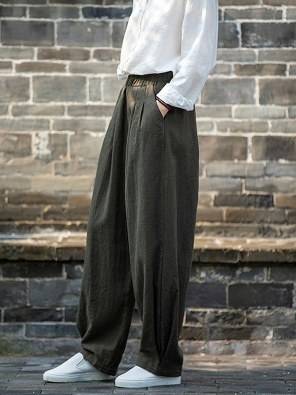 Pantalon ample décontracté en lin