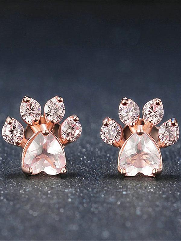 Boucles d'oreilles à empreintes de pas en or rose