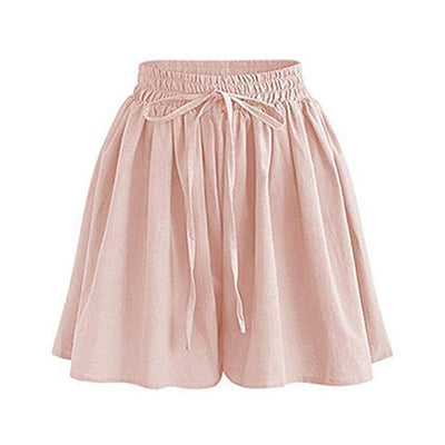 Drawstring Culottes With Side Pockets Pink