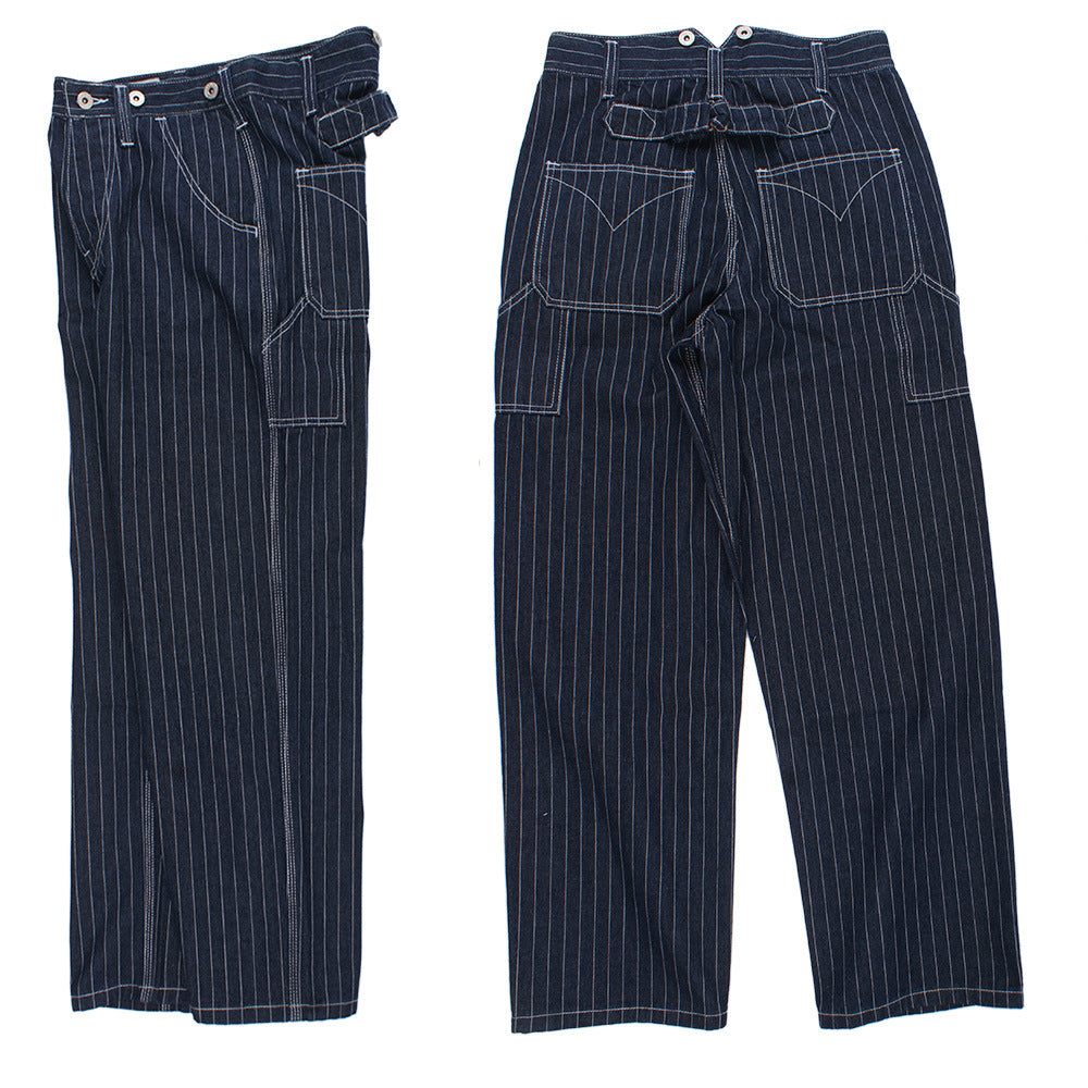 Vintage Striped Straight Denim Suspender Jeans Overalls