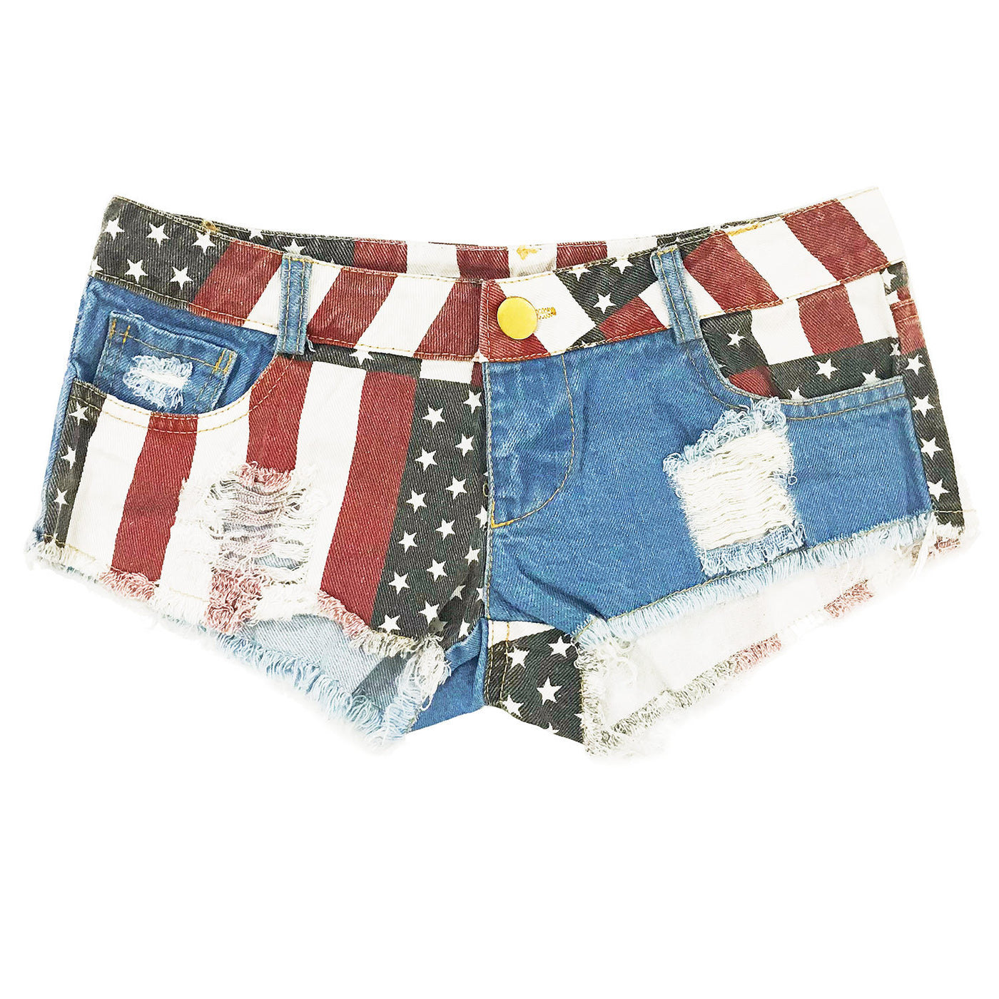 American Flag Low Rise Mini Denim Shorts