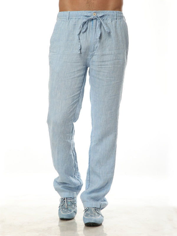 Pantalones sueltos casuales de lino con cintura elástica