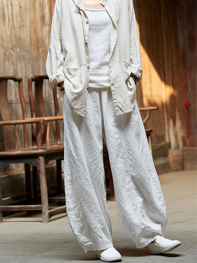 Bloomers décontractés en coton et lin 