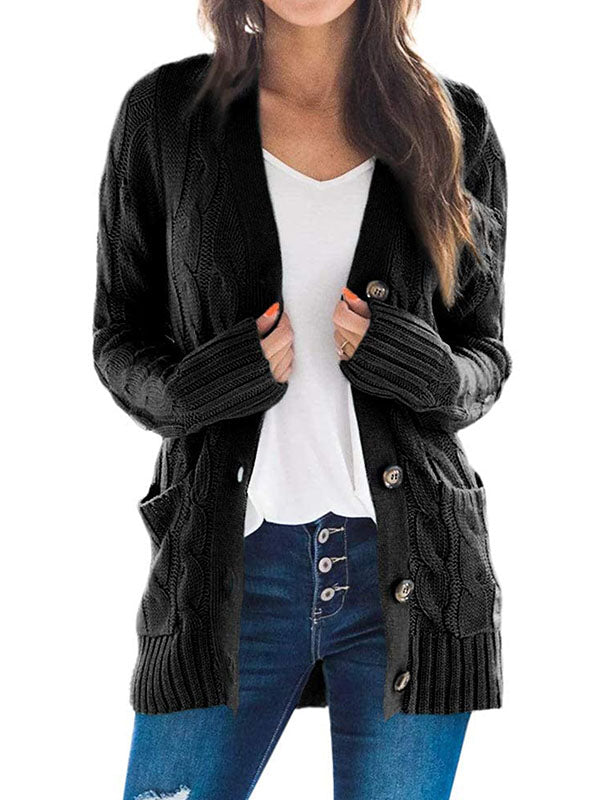 Cardigan en tricot avec poches boutonnées sur le devant