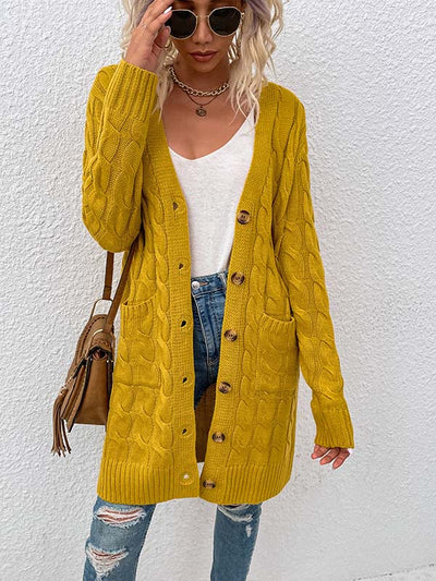 Cardigan en tricot à grandes poches et boutons sur le devant 