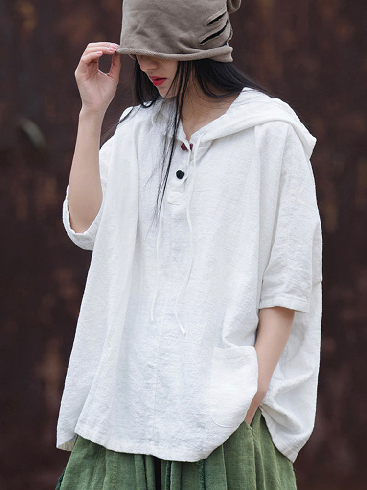 Oversized Cotton And Linen Hoodie