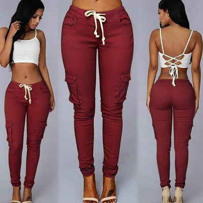 Pantalon de jogging cargo skinny en sergé de coton extensible et confortable