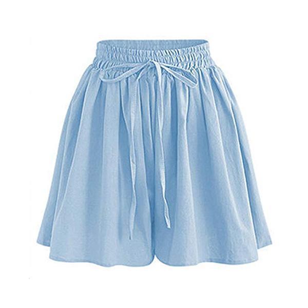Drawstring Culottes With Side Pockets Light Blue