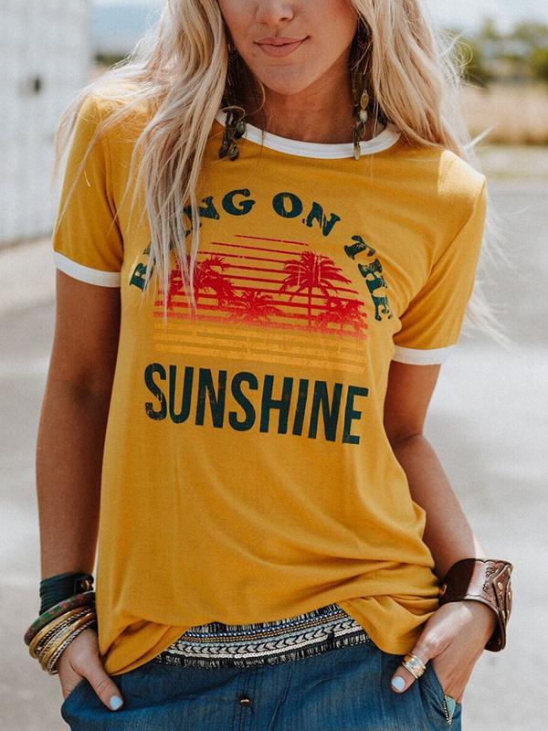 Camiseta con estampado gráfico de árbol de coco Bring On The Sunshine