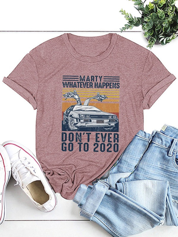 Car Graphic Print Round Neck Tee