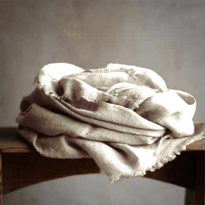 Vintage-Inspired Cashmere Frayed Hem Scarf