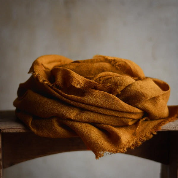 Vintage-Inspired Cashmere Frayed Hem Scarf