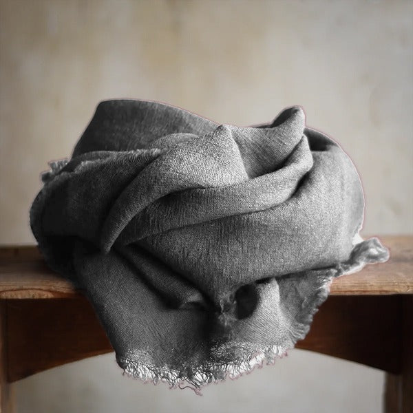 Vintage-Inspired Cashmere Frayed Hem Scarf