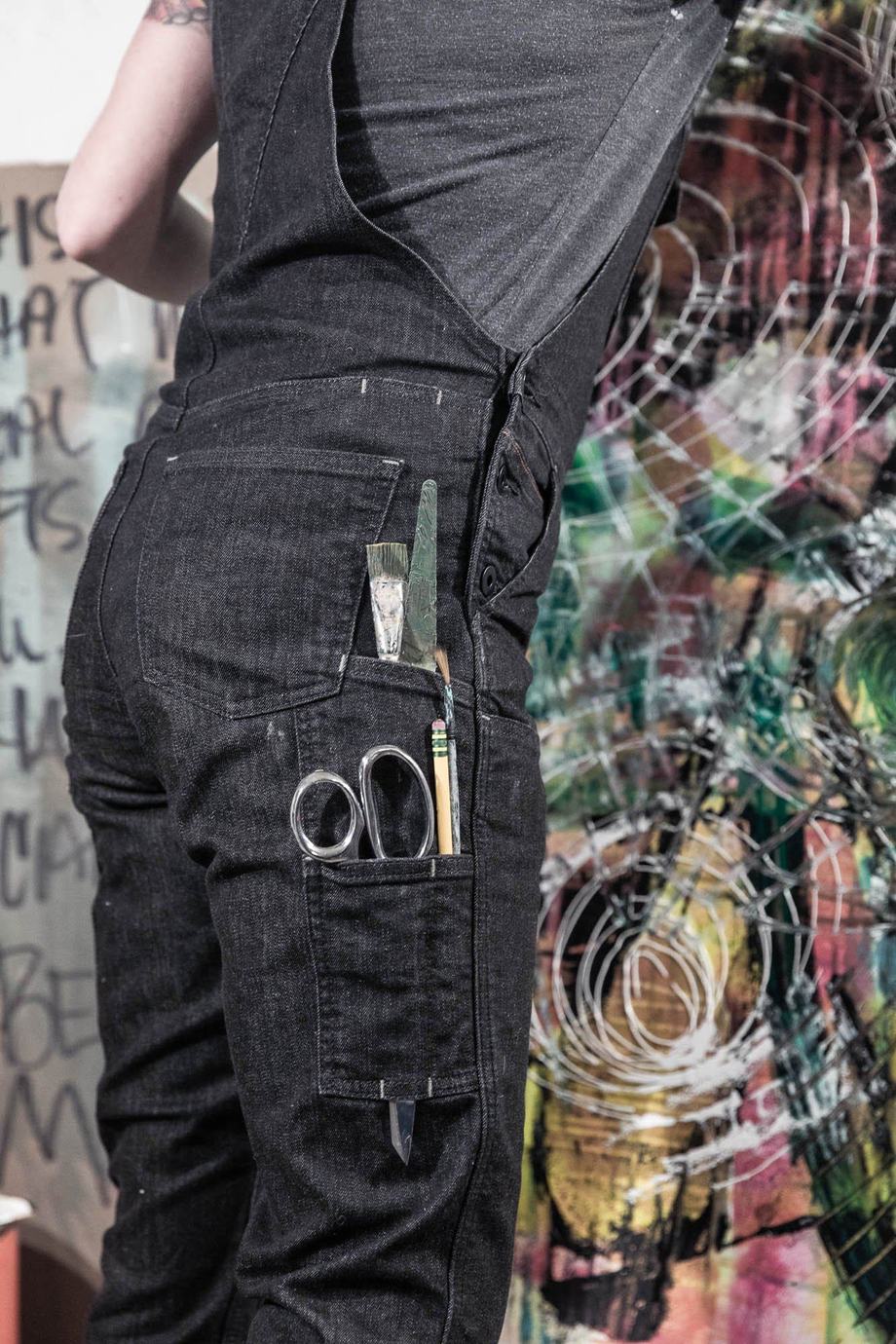 Salopette de travail en toile extensible pour femme