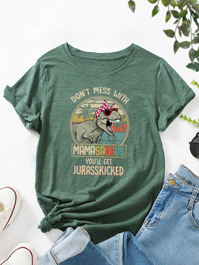 Camiseta con cuello redondo y estampado gráfico de dinosaurios