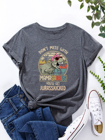 Camiseta con cuello redondo y estampado gráfico de dinosaurios