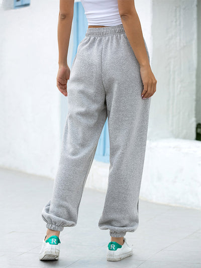 High Rise Cotton Loose Jogger Sweatpants Gray Back