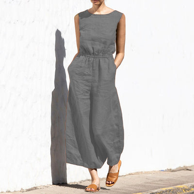 High Waist Sleeveless Loose Jumpsuit