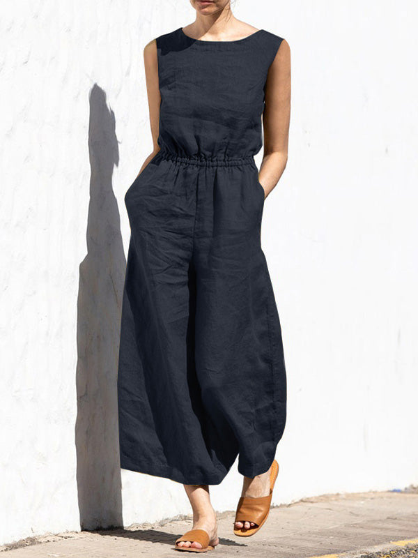 High Waist Sleeveless Loose Jumpsuit