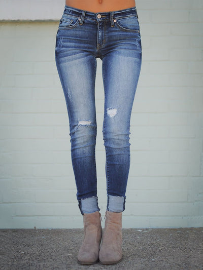 Julie Raw Hem Cuffed Skinny Jeans