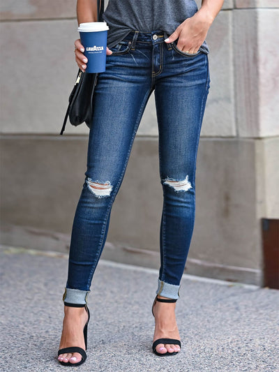 Julie Raw Hem Cuffed Skinny Jeans