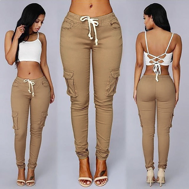Pantalon de jogging cargo skinny en sergé de coton extensible et confortable