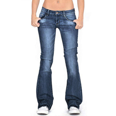 Low Rise Faded Frayed Ends Bootcut Jeans