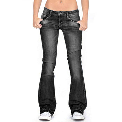 Low Rise Faded Frayed Ends Bootcut Jeans