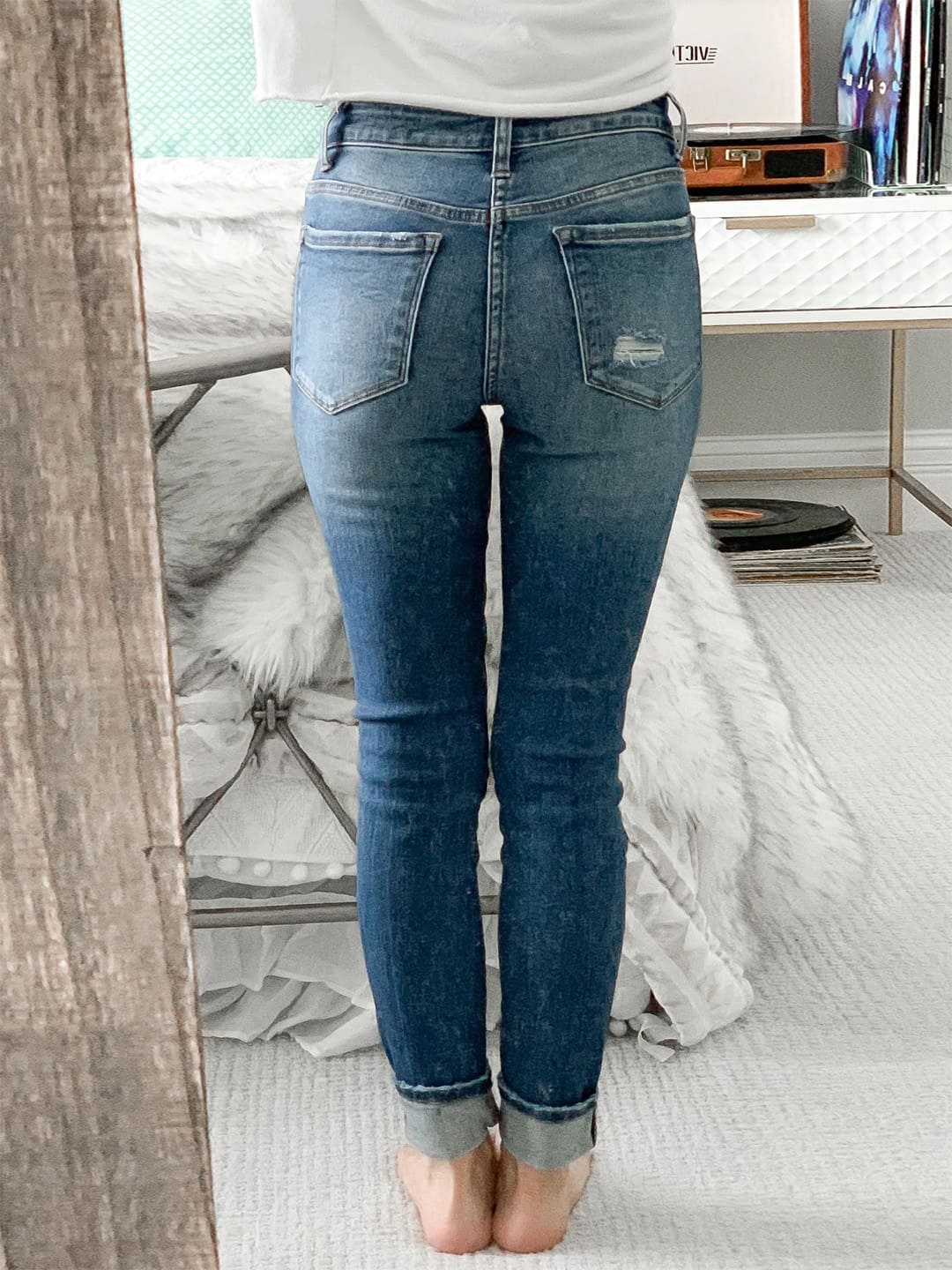 Jean skinny taille mi-haute Luna effet vieilli