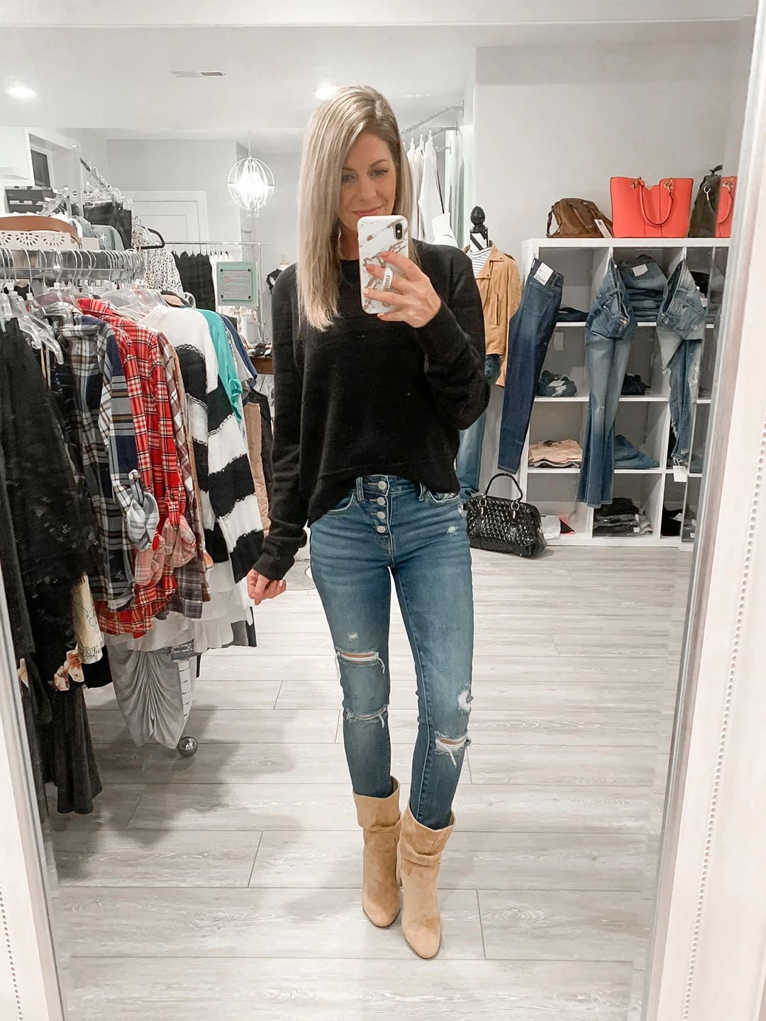 Jean skinny taille mi-haute Luna effet vieilli