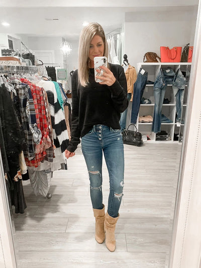 Jean skinny taille mi-haute Luna effet vieilli