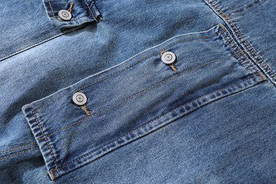 Salopette multi-poches à bretelles en denim vieilli