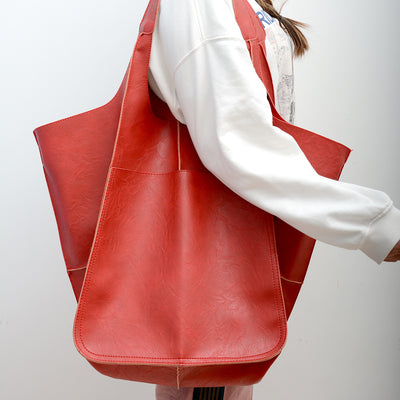 Simple Soft Leather Large Capacity One Shoulder Portable Tote
