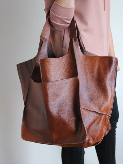 Simple Soft Leather Large Capacity One Shoulder Portable Tote