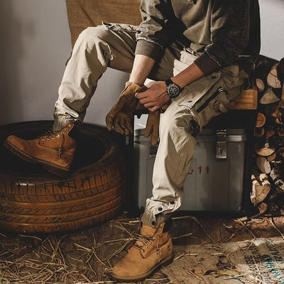 Pantalones cargo de corte holgado para hombre con cremallera y bragueta a presión