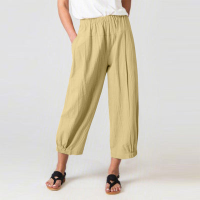 Pantalones recortados casuales Cintura elástica Baggy Lounge Harem Pantalones